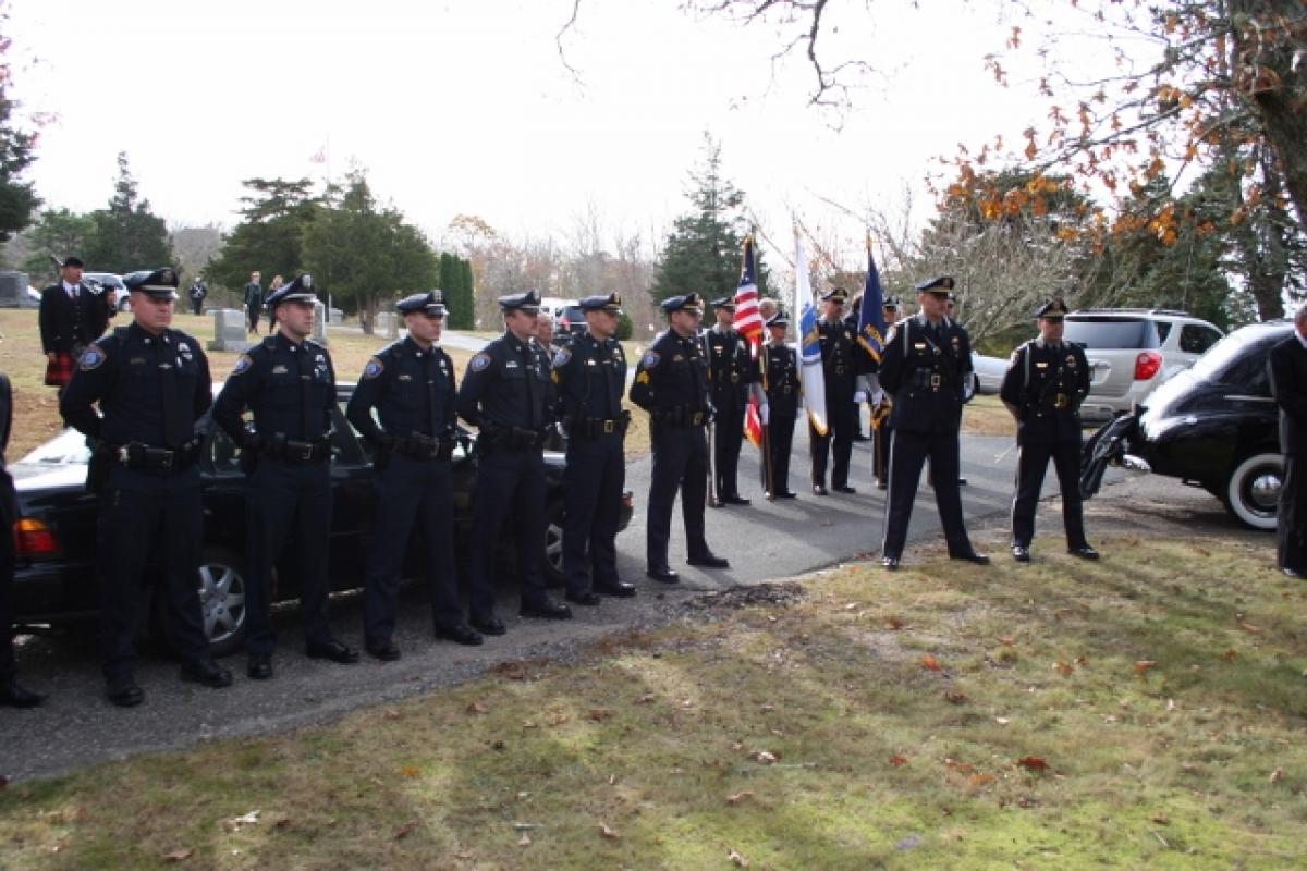 Police officers at the cemetery