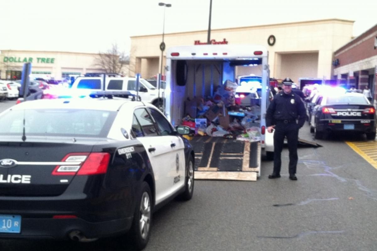 A trailer full of donated toys